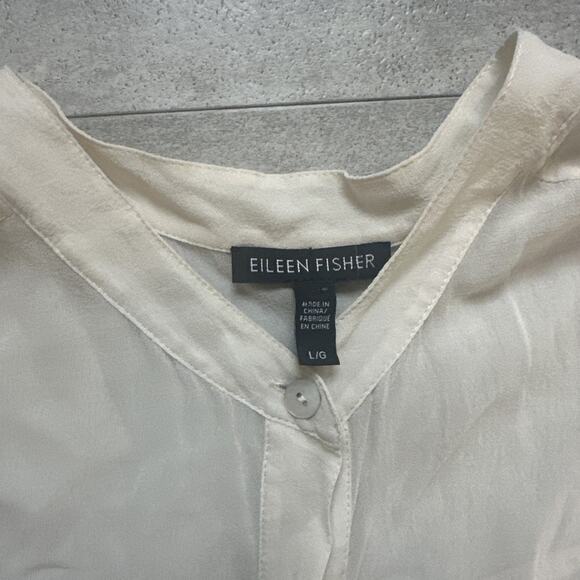 Eileen Fisher Silk Crepe de Chine Tunic Button Front Sleeveless Top, Size Large - Picture 2 of 4
